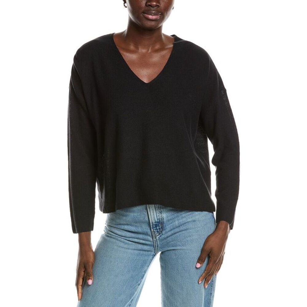 Eileen Fisher Womens V-Neck Linen-Blend Sweater